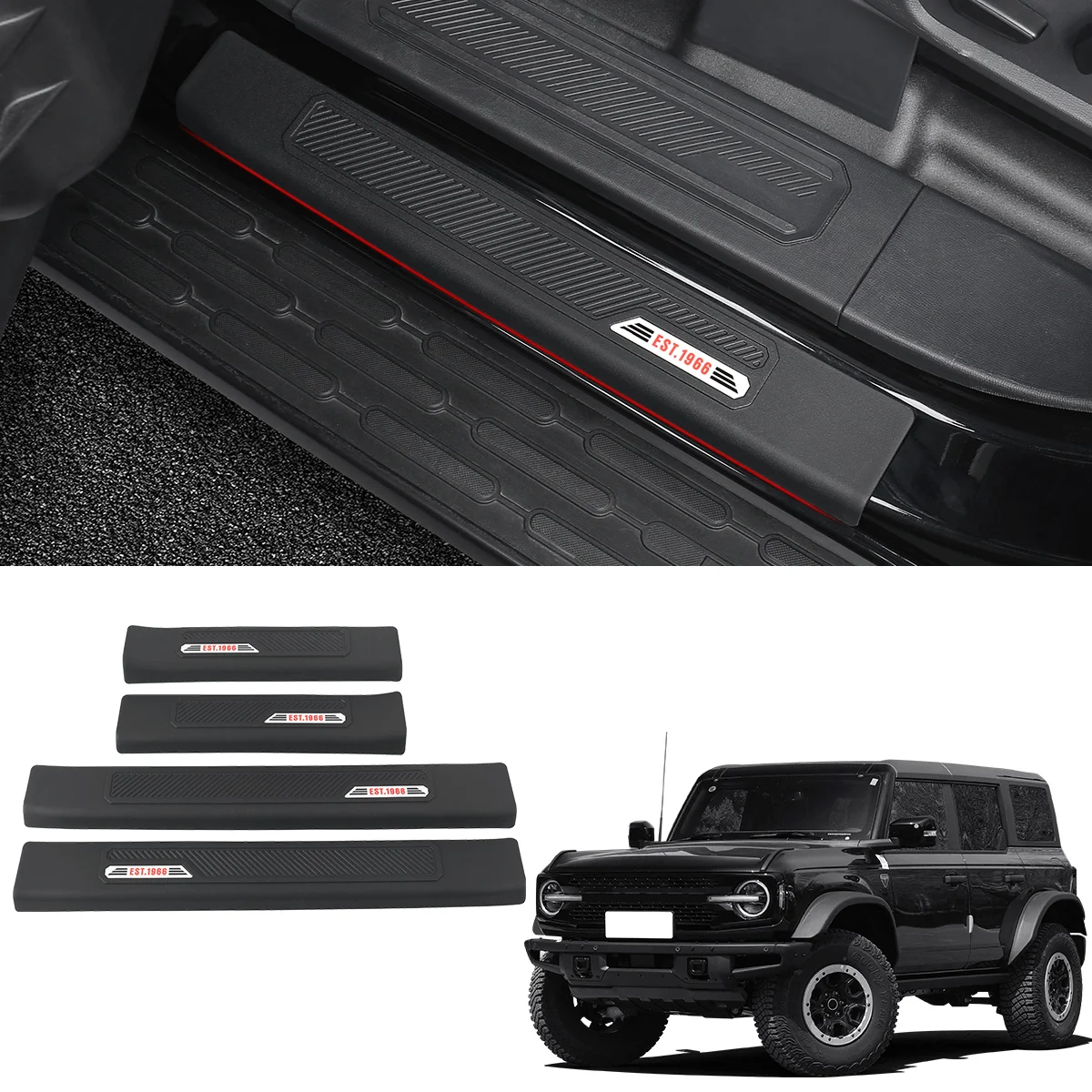 

Suitable for Ford Bronco threshold strip with special decoration, welcome pedal, door protection and scratch resistant accessori