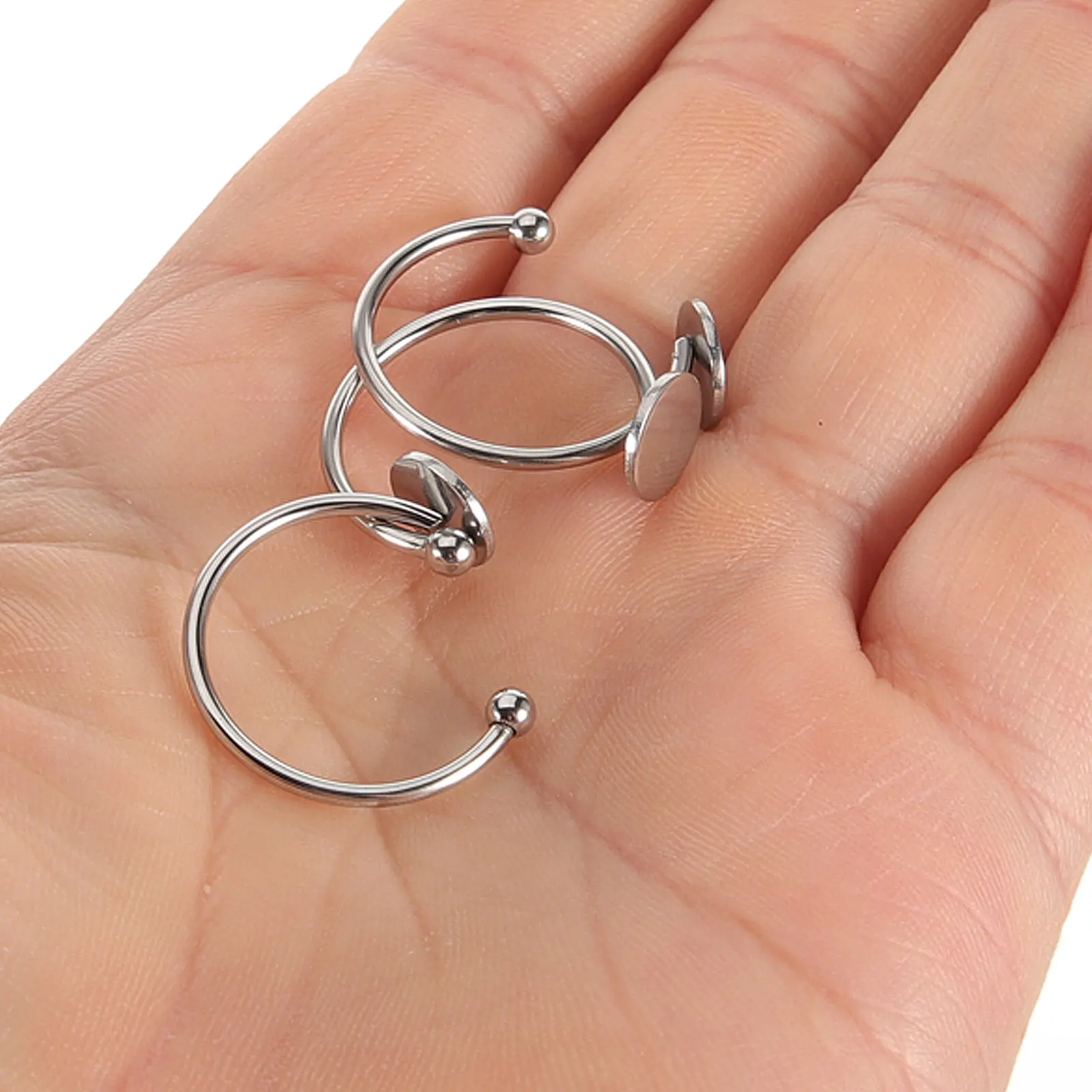 10Pcs Metal Ring Bases Flat Round Tray Adjustable Ring Blanks DIY Jewelry Making Supplies Crafts Accessories for Personalized