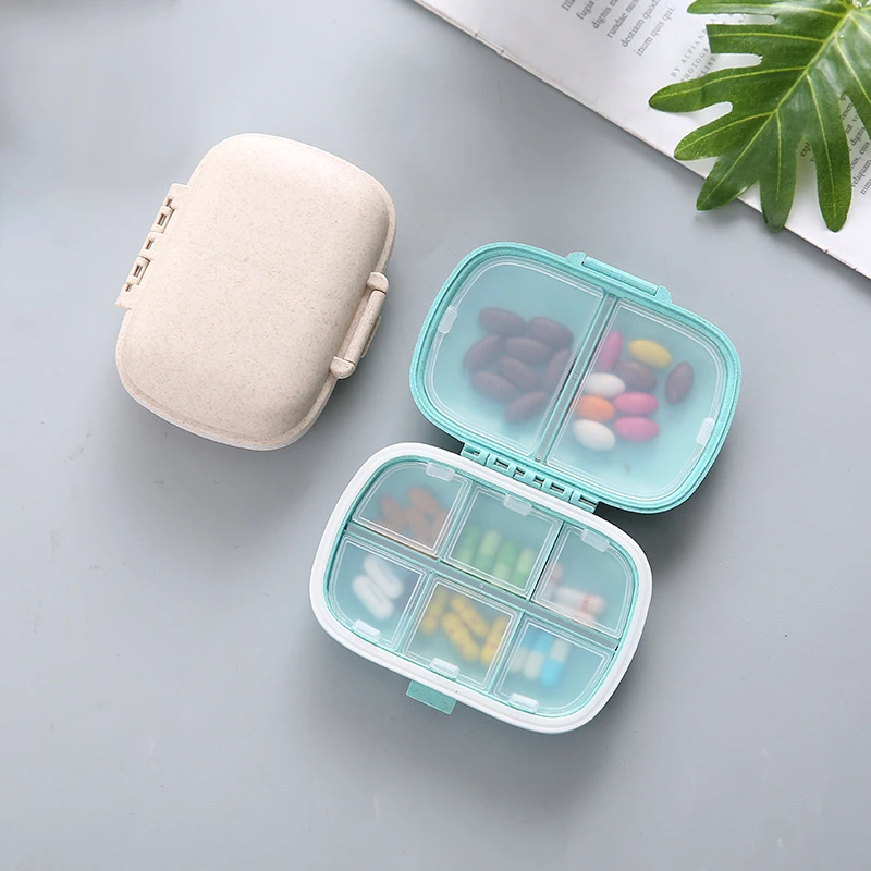 Portable Vitamin Pill Box Cases Organizer Tablet for 7 Days 8 Grids Travel with Large Compartments for Medicine Fish Oils