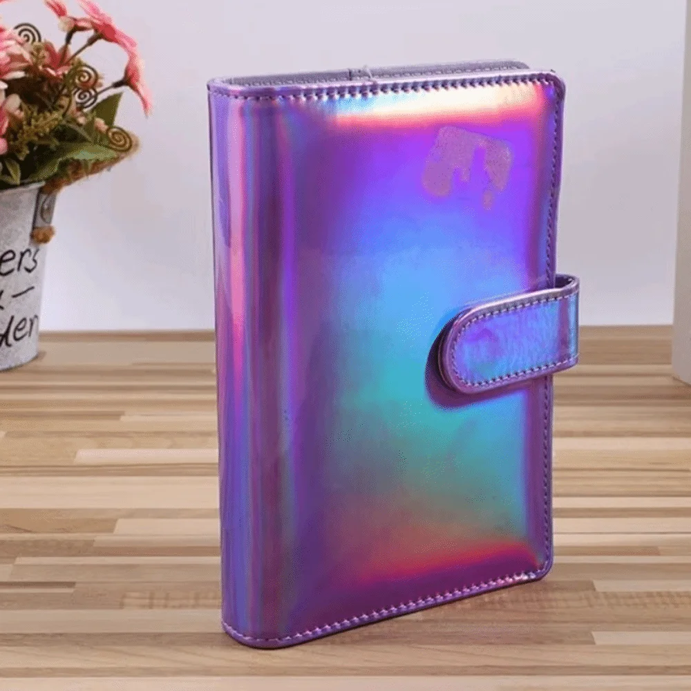 دفتر تحدي مغلف ملون، ميزانية نقدية من جلد البولي يوريثان، حافظة توفير المال، أوراق فضفاضة، جيوب متعددة، منظم توفير المال #3