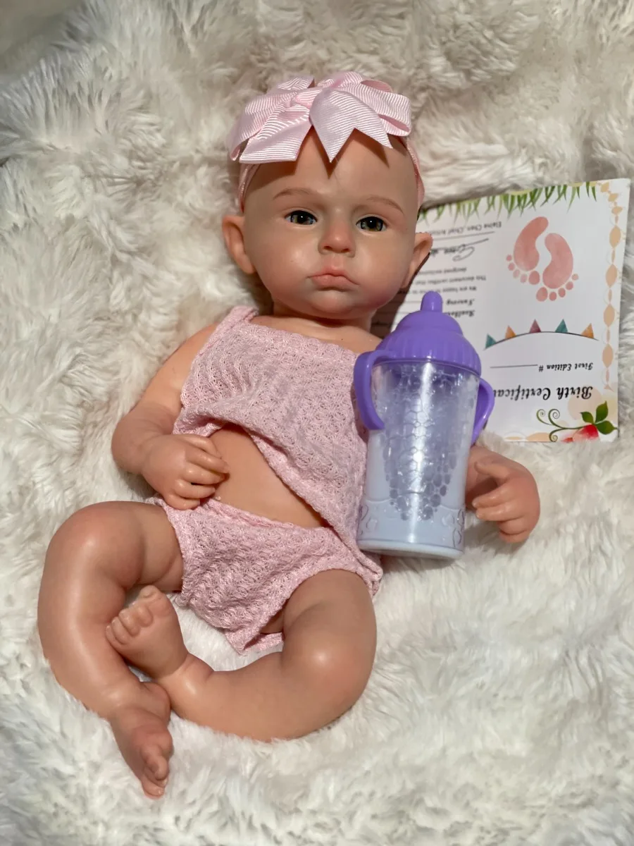 13 Inch Lifelike Bebe Newborn Doll 3D Painted Skin Full Silicone Body Reborn Doll For Children Birthday Gifts