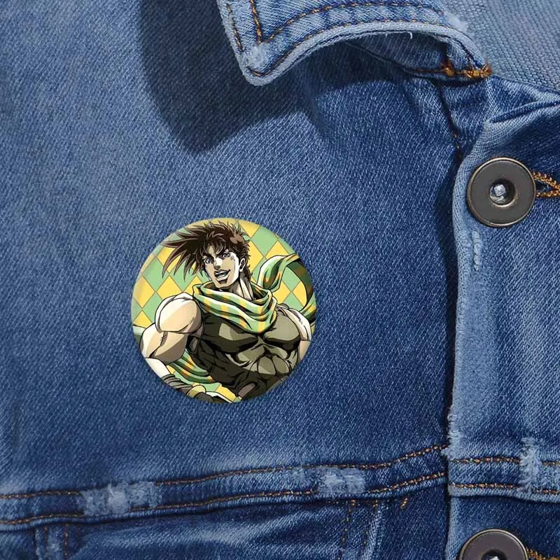 Anime JoJo's Bizarre Adventure Soft Button Badge Tinpate Round Giorno Giovanna Dio Brando Joseph Joestar Jotaro Kujo Brooch Pins