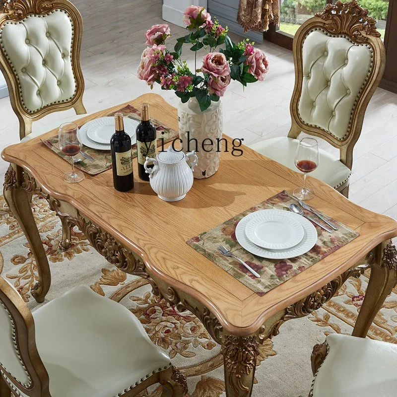 

Zws. Solid wood dining table and chair combination retro home dining table one table four or six chairs