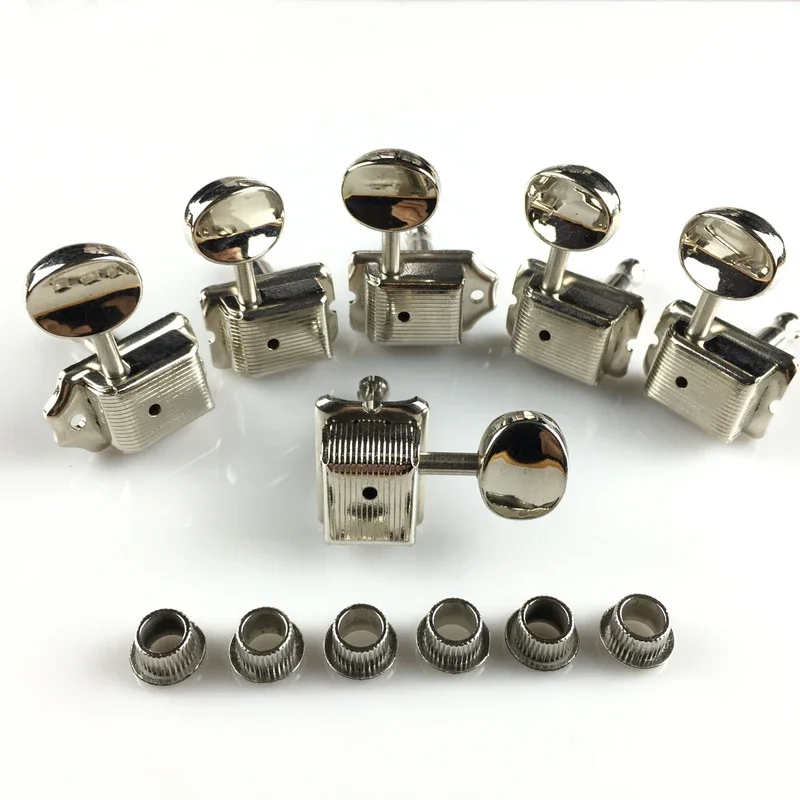 

1 комплект, 6 линейных винтажных колки для электрогитары, тюнеры, серебристые (никелевые), колки для настройки WJ-55