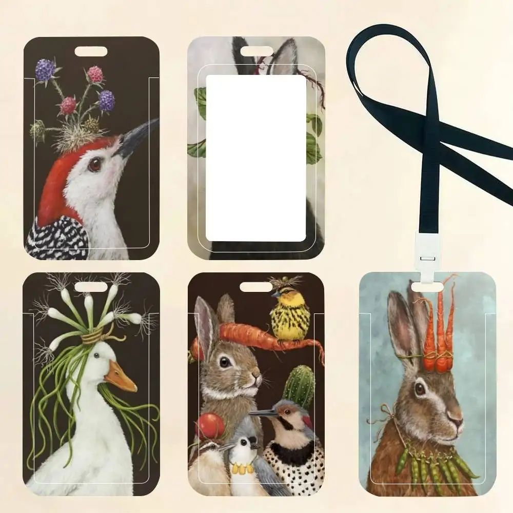 

Rabbit Bird Duck And Sheep Animal ID Card Holder Neck Strap Pendant Door Badge Holder Lanyards Keychain Work Credential