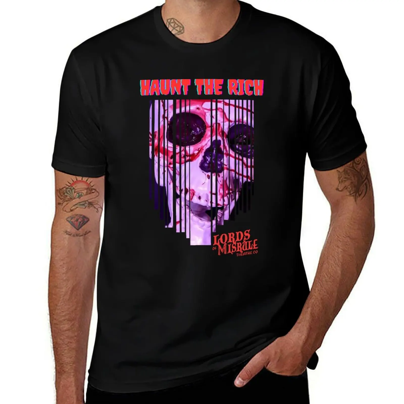 Mr. Bones Says, Haunt The Rich T-Shirt Simple Line Art Print Tee T-Shirt