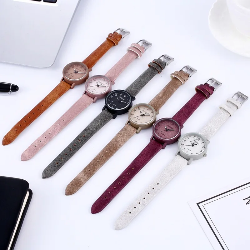 Moda relógios femininos simples fácil de ler numerais pulseira de couro do plutônio laides relógio casual feminino relógio de pulso de quartzo montre femme