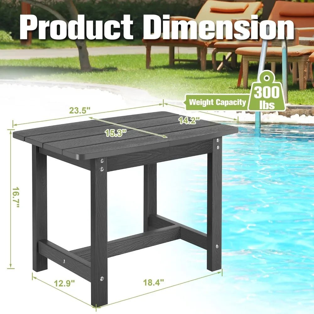 Adirondack Outdoor Side Table, HIPS Patio End Table, Waterproof Outside Table, Balcony Modern End Tables 23.5