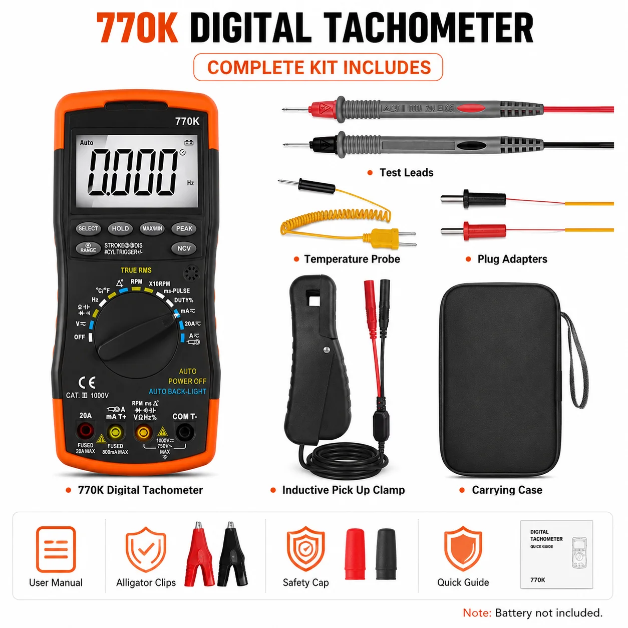 Digital Automotive Multimeter & Signal Pick Up Inductive Clamp Set, Smart Multimeter for AC/DC Voltage, Current, Dwell Angle