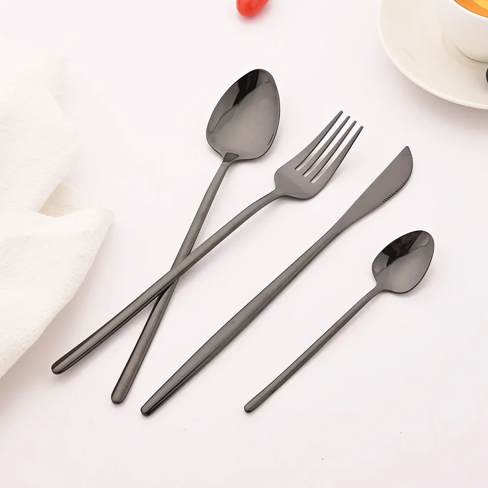 8Pcs Black Dinner Forks Cutlery 18/10 Stainless Steel Flatware Kitchen Silverware Western Dinnerware Restaurant Fork Set