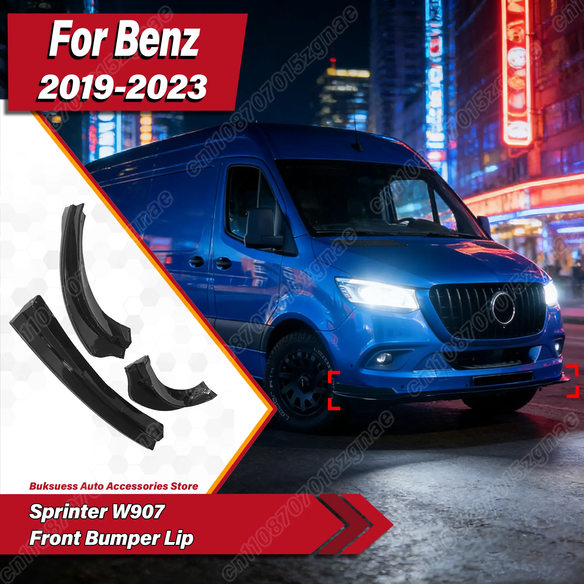 

For Mercedes Benz SPRINTER W907 2018 2019 2020 2021 2022 2023 Automotive Front Bumper Lip MP Style 3-Section Splitter Body Kit