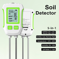 3/5 in 1 Soil PH/Temperature/Moisture/Sunlight/Fertility Detector LCD Backlight Soil Tester Handheld Soil PH Meter Flower Plants