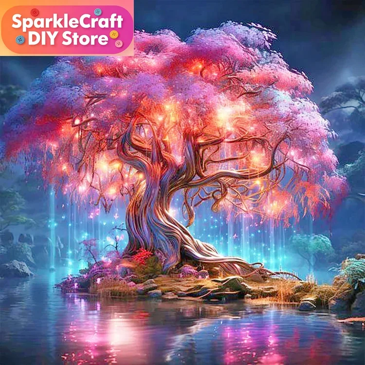 1 Stück rahmenloses Voll-Diamant-Gemälde Baum Neuheiten 2025 Diamant-Mosaik Landschaft Strass-Bilder Bastelset