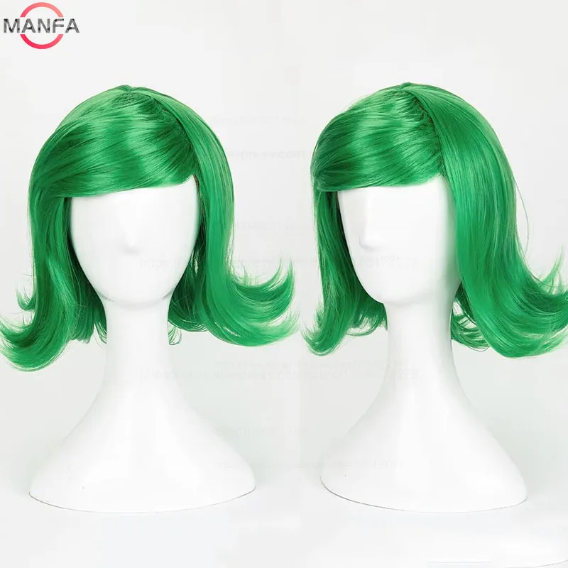 

Парики для косплея из фильма Inside Out Disgust, зеленый короткий вьющийся термостойкий парик из синтетических волос + шапочка для парика