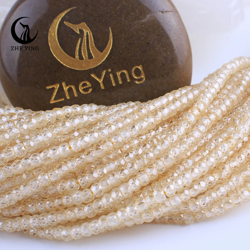 2*3mm AAA Natural Zircon Stone Beads Beige Color Gemstone Faceted Rondelle Zircon Beads for Jewelry Making 15''