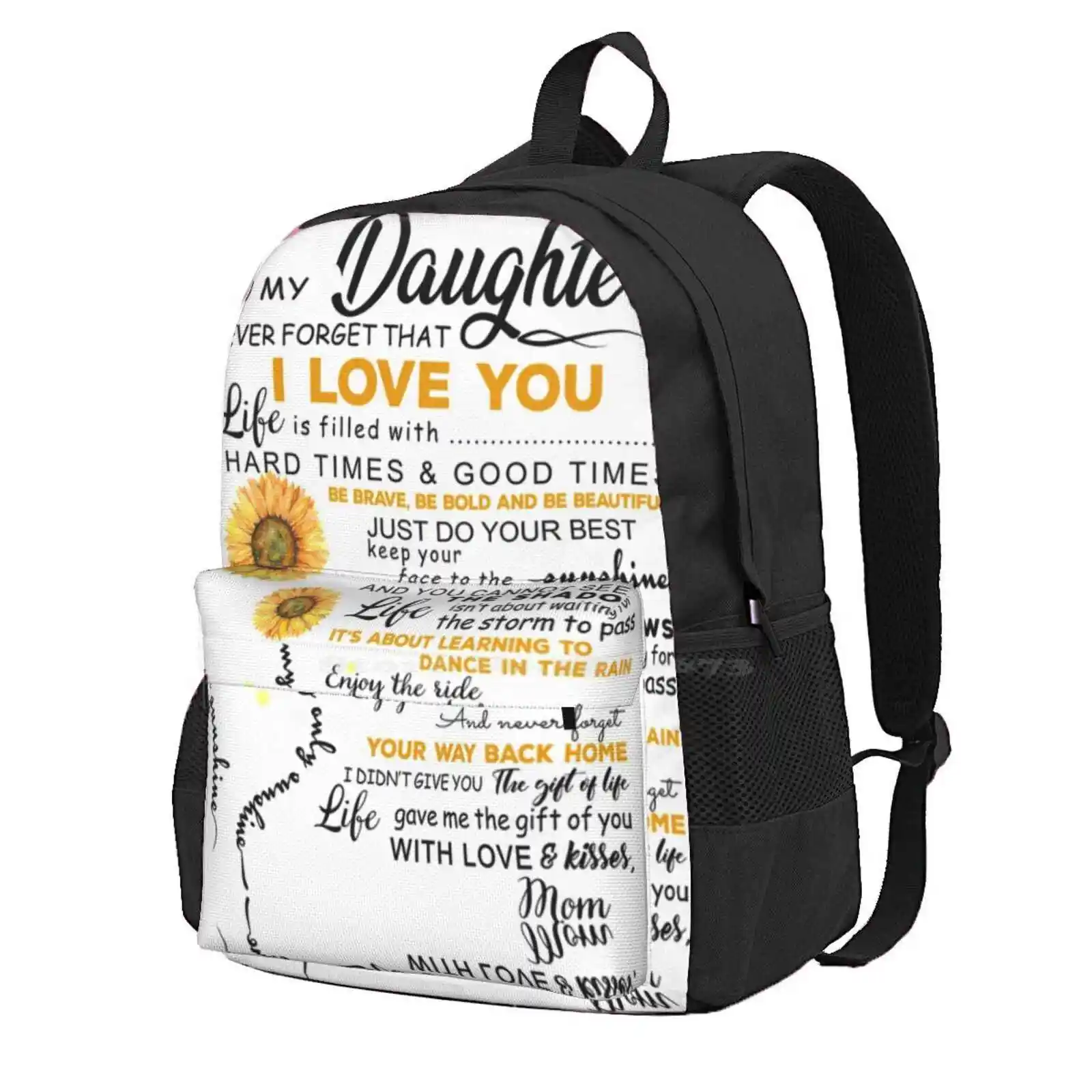 Sunflower To My Daughter Hot Sale Schoolbag Backpack Fashion Bags Sunflower To My Daughter