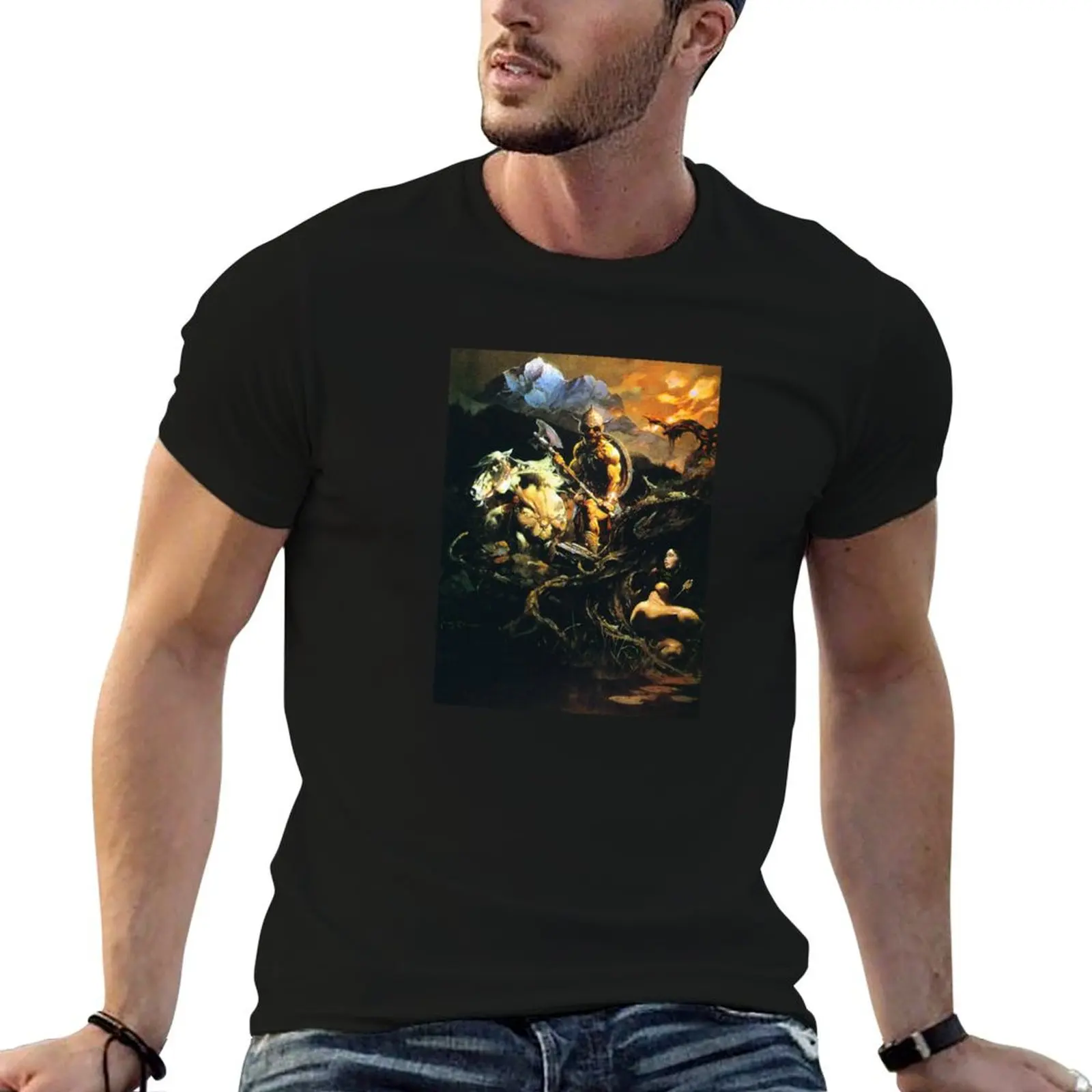 

Frank Frazetta Untitled T-Shirt t shirts for man graphic funny man t shirts high quality luxury brand T-Shirt