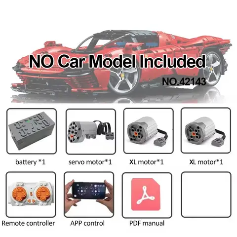 App-Steuerung, technische Leistungsfunktion, Motorteil 42143, Ferraried Daytona SP3, APP-Programmierung, RC-Li-Batterie 42115/42096/42056/42083