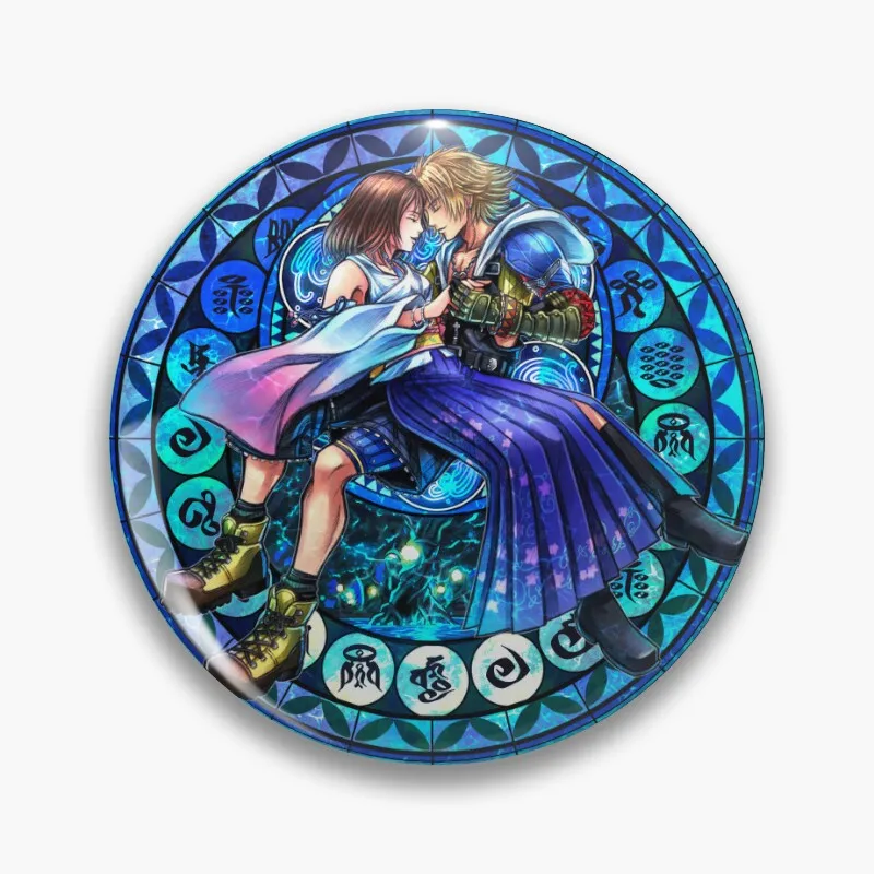 Tidus and Yuna  44mm  Pins The Popular Pendant Gifts Cartoon Broochs