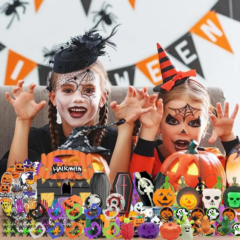 Halloween Fidget Toys Pack 200PCS Halloween Fidget Sensory Pop Toys Packs For Kids Halloween Party Favors Halloween Treat Bags