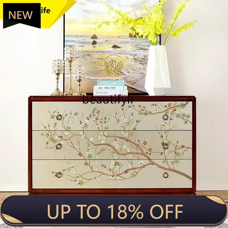 

P178 New Chinese Style Entrance Cabinet Painted American Three-Drawer Storage Cabinet Bedroom Light Luxury Decorative Storage C