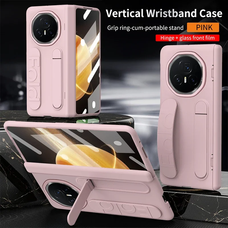 Case For Honor Magic V3 Vs3 360° all inclusive Wristband Holder With Hinge Skin Feel Shockproof Hard Mobile Phone Case Cover