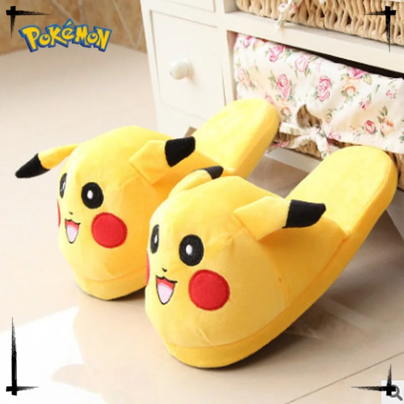 Kawaii Cartoon Anime Figure Slippers Snorlax Pikachu Charmander Eevee Squirtle Lovely Practical Warm Shoes Girls Boys Xmas Gift