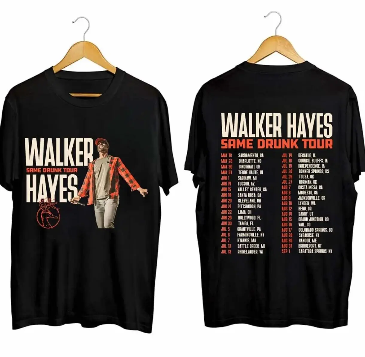 Walker Hayes - Same Drunk 2024 Tour Shirt, 2 Sided T Shirt