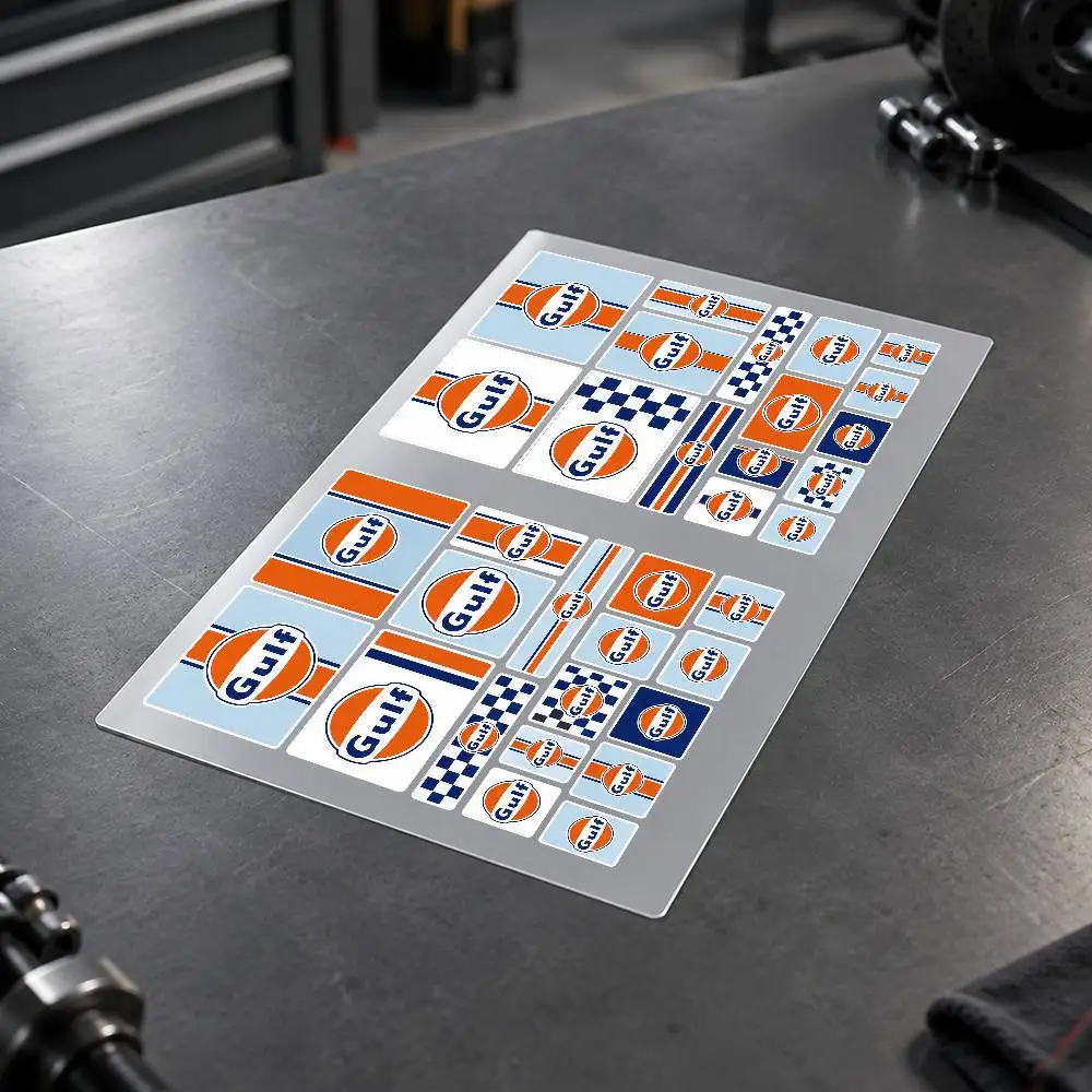 G-gulf O-il Custom Motorcycle Sticker Kit Reflective Decal Set For Helmet Tank Fairing Body Graphics