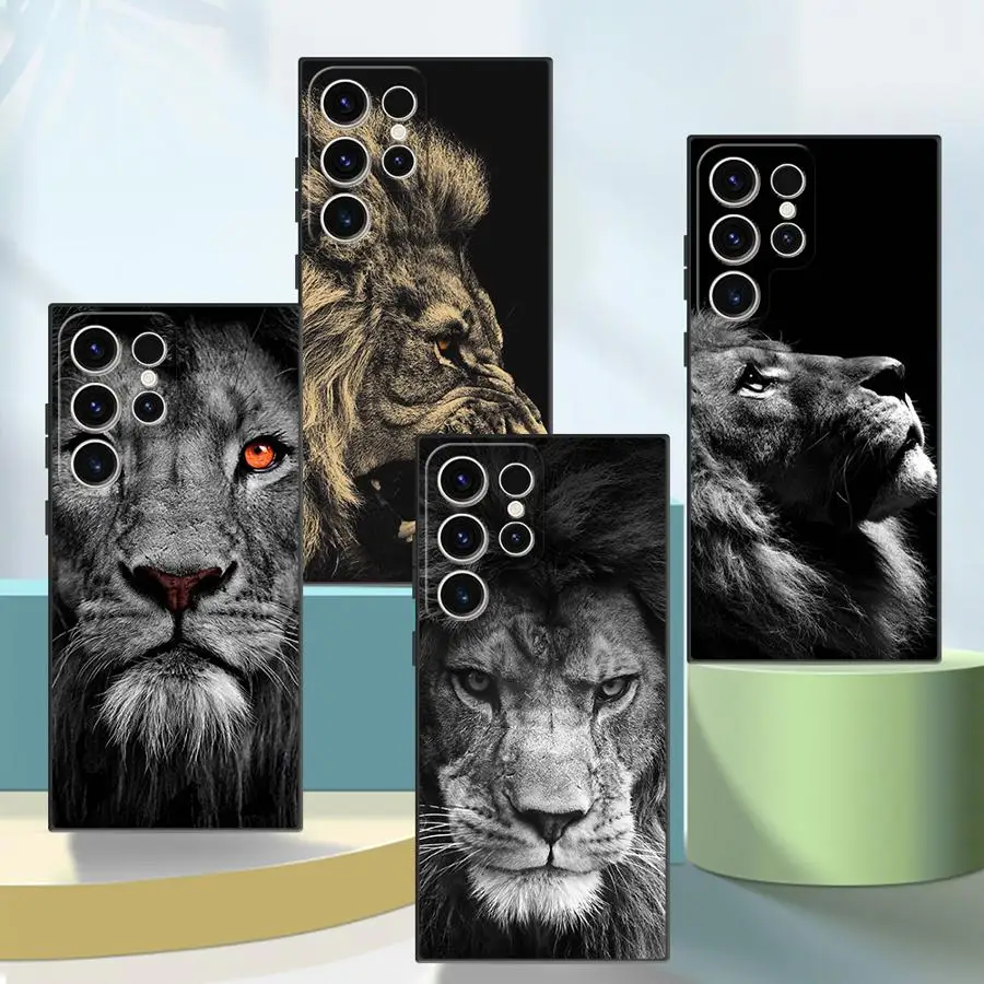 Funda para Samsung Galaxy S24 Ultra S25 Plus S23 5G S22 FE S21 S20 S25 + S24 + S23 + Funda de silicona para teléfono León Alpha macho