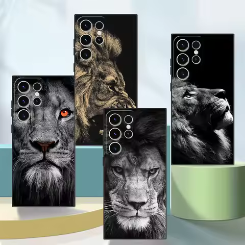 Case for Samsung Galaxy S24 Ultra S25 Plus S23 5G S22 FE S21 S20 S25+ S24+ S23+ Silicone Funda Phone Cover Lion Alpha Male