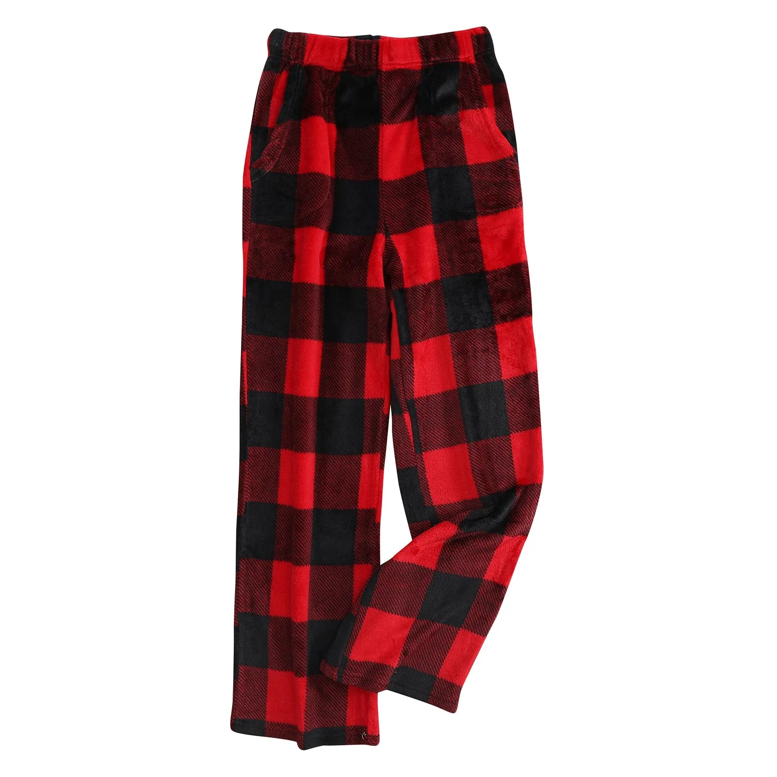 

Pajama Pants for Women Fuzzy Pack Long Fleece Buffalo Plaid Pj Bottoms Soft Drawstring Lounge Sleepwear