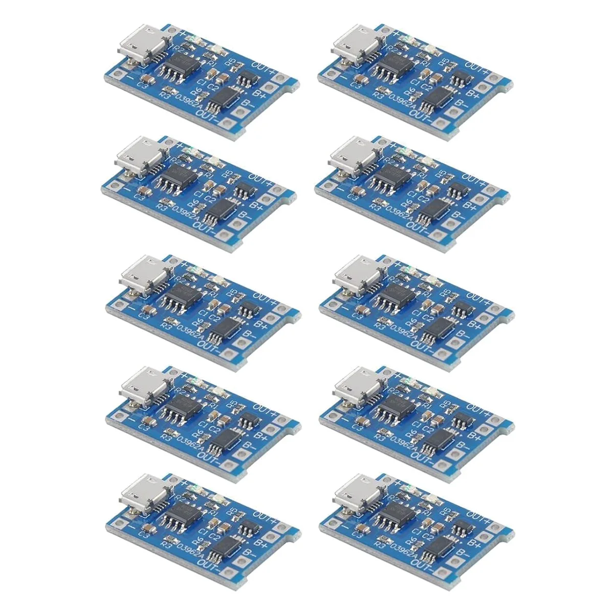 A39R-10Pcs TP4056 Charging Module with Battery Protection 18650 BMS 5V Micro-USB 1A 186 50 Lithium Battery Charging Board