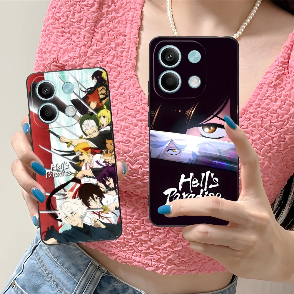 Jigokuraku Paradise Mobile Cell Phone Case for Xiaomi Redmi 14 13 13C 12 12C 10 10C A1 A2 A3 Plus 5G Black Phone Cover Shell