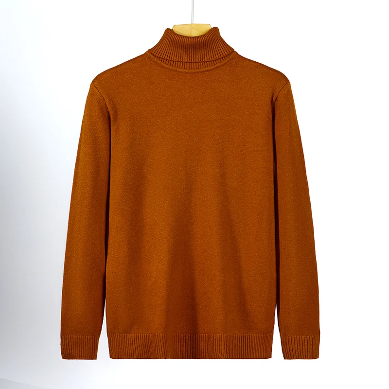 Suéter de manga larga de cuello alto para hombre, suéteres clásicos de corte ajustado, versátiles, cómodos, sólidos, trabajo de oficina, a la moda, nuevo