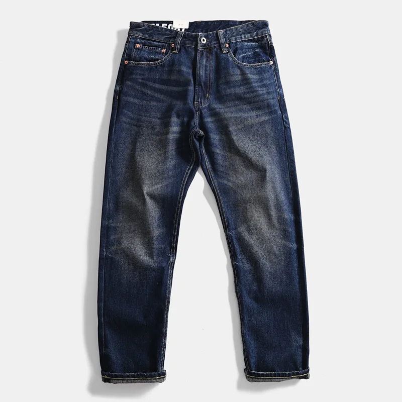 

vintage to do the old loose straight leg jeans cat beard American men's youth casual long pants trend