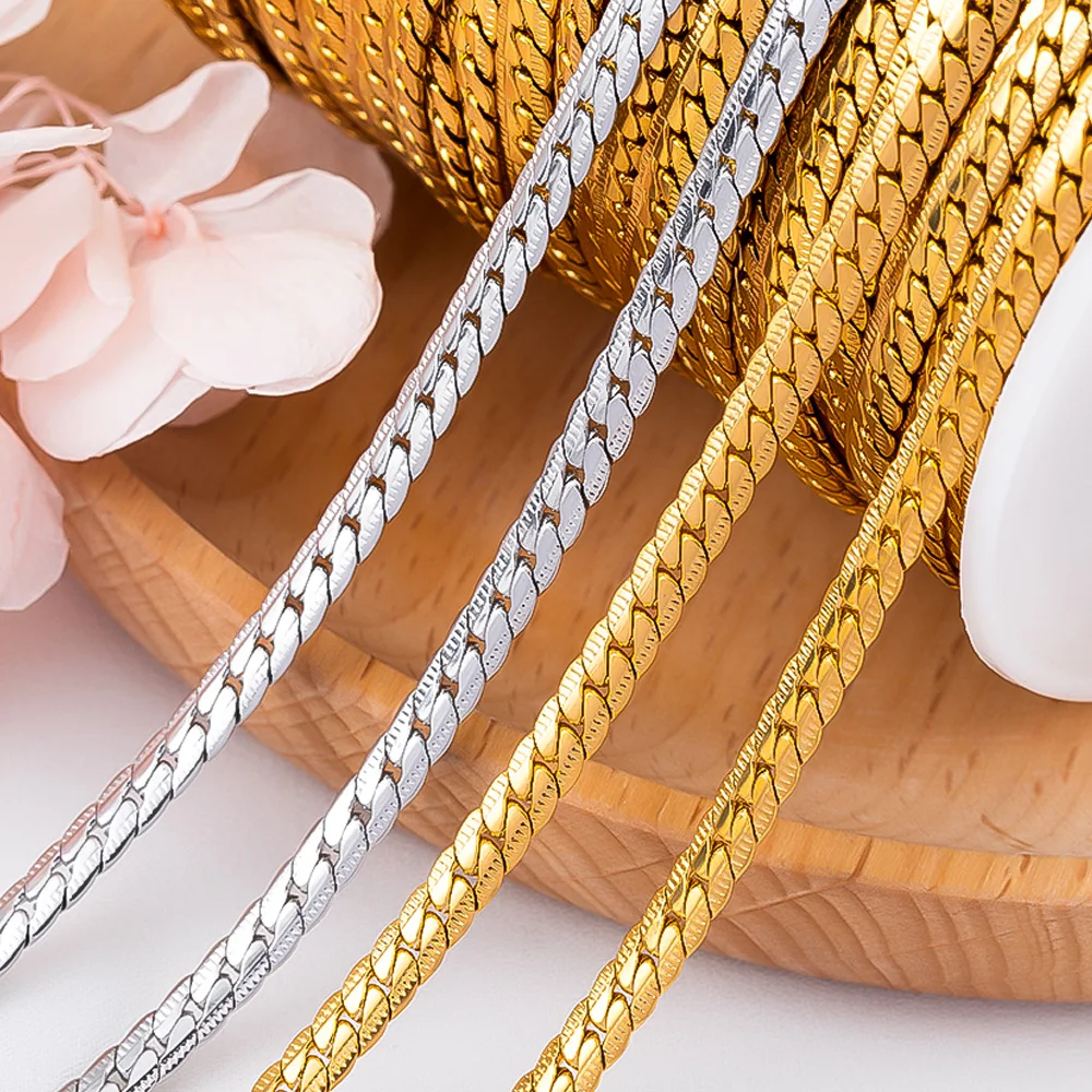 1Meter Stainless Steel PVD Plated 4mm Embossed Grinding Chain for Jewelry Making DIY Necklace Bracelet Choker Bag Chains Supplie