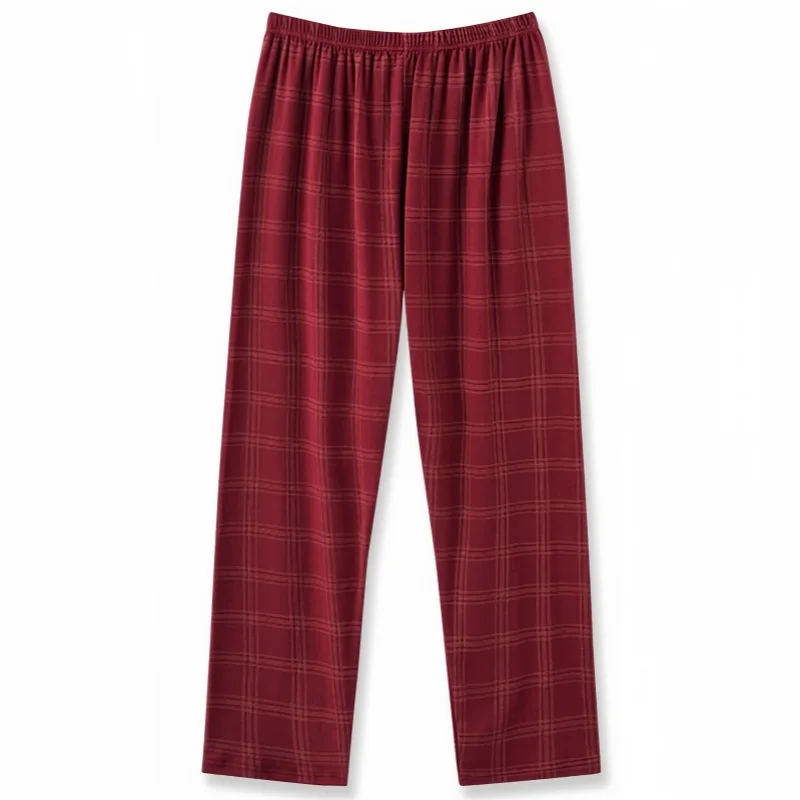 Spring Autumn Men\'s Cotton Pajama Pants Casual Elastic Waist Checkered Trousers 4XL Plus Size Loose Home Plaid Sleeping Pants