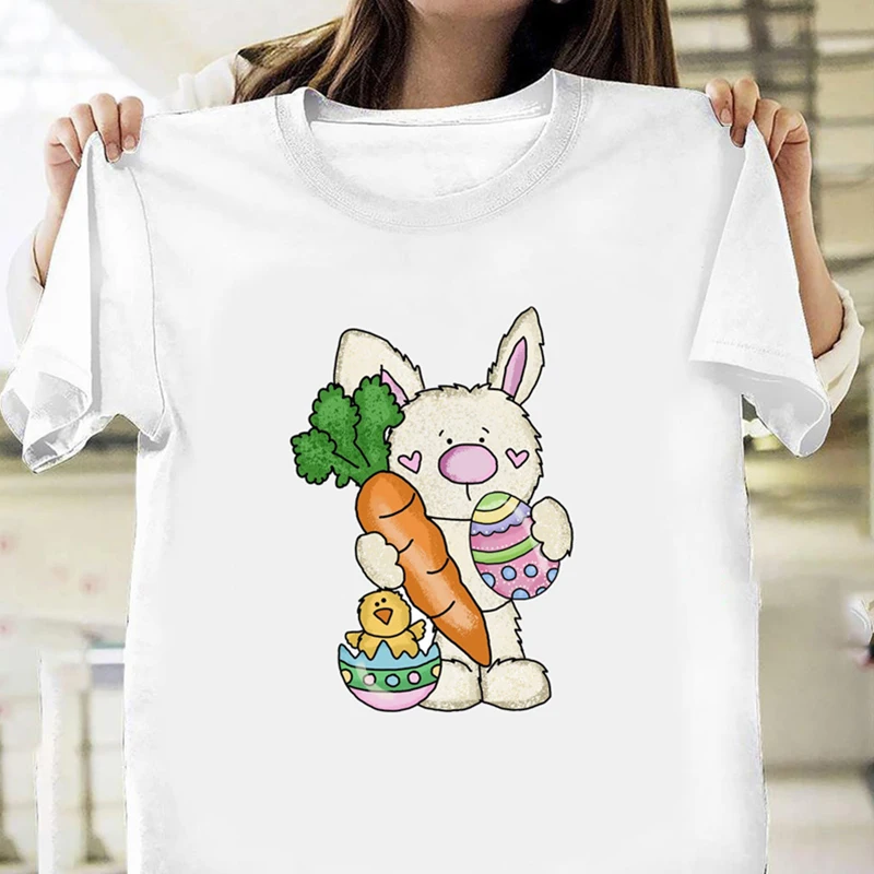 Easter T Shirt Kawaii Bunny Gnome Easter Basekt Eggs TShirt Easter Gift for Kids Cute Cartoon Unisex Tee Oversized T-Shirt