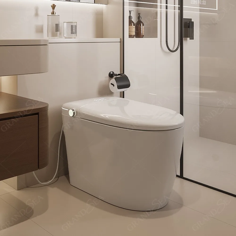 

Лидер продаж 2025 года, современное внутреннее сиденье с подогревом, керамическое настенное цельное биде, умный унитаз, керамический удлиненный унитаз с биде