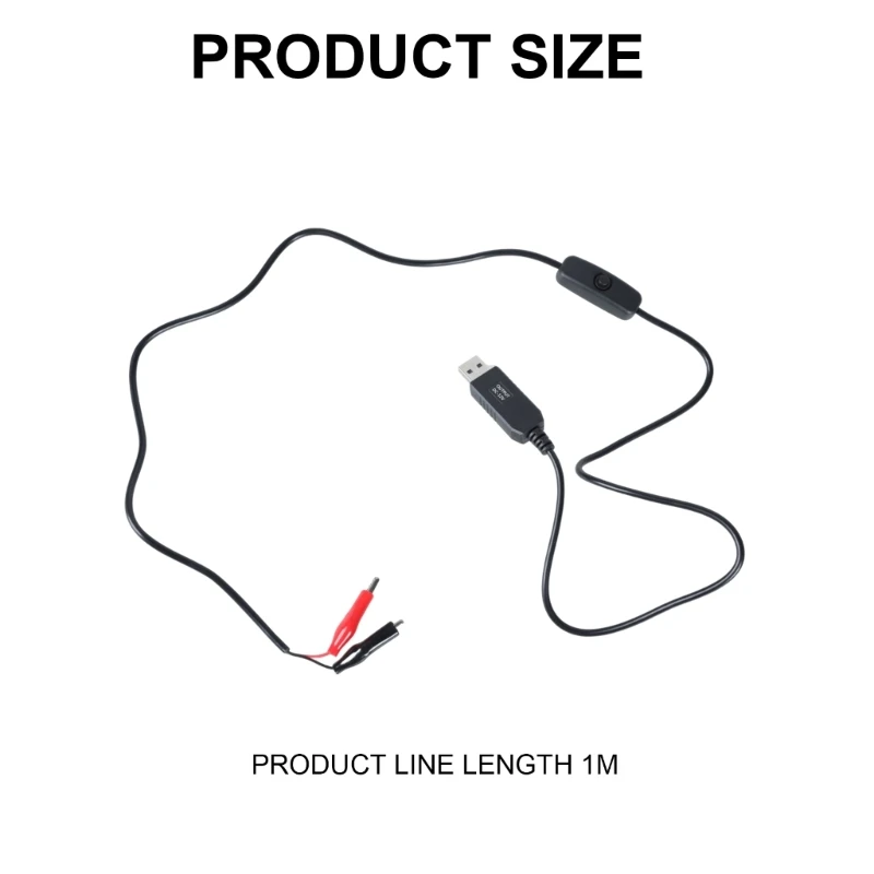 100cm teste de jacaré cilp para usb macho conector adaptador crocodilo teste braçadeira clipe cabo de alimentação com interruptor liga-desliga 5/9/12v