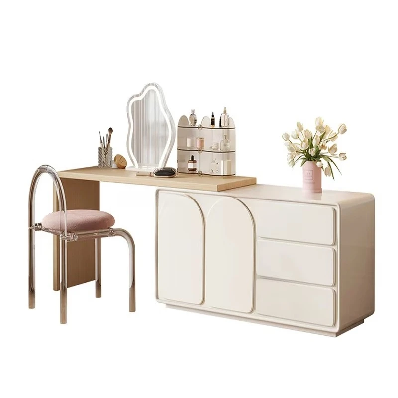 Private Label Dresser Vanity Table  Modern Wood Makeup Vanities  Mirror Dressing Bedroom Furniture  Storage Extendable
