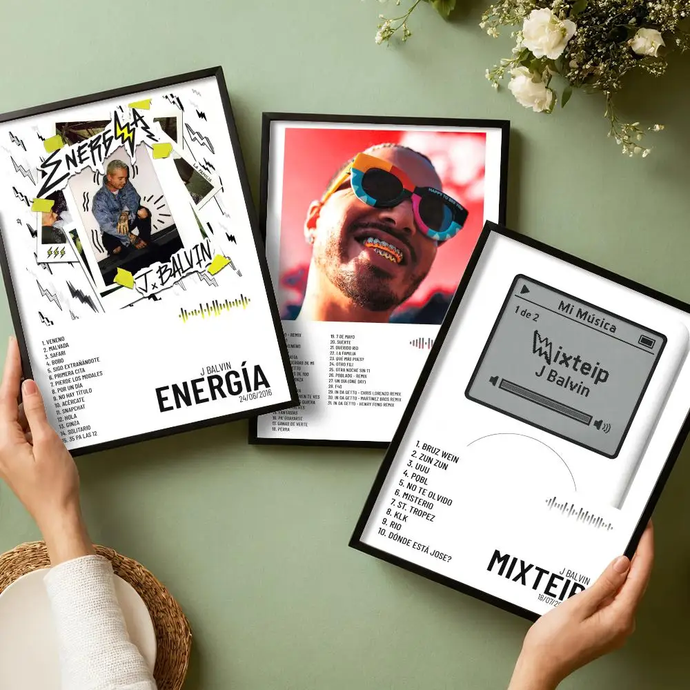 

J B-Balvin Album Poster Stickers HD Painting Self-Adhesive Art for Bedroom Living Room Home Decor Modern Wall Decals Gift