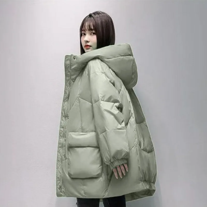 2023 New Women Down Jacket Winter Female Mid Length Version Parkas Large Size Outwear Loose Thick Hooded Fashion Overcoat