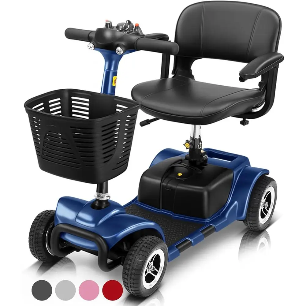 

Compact Heavy-Duty 4-Wheel Mobility Scooter - Electric Wheelchair for Adults & Elderly - Long-Range Battery with Basket