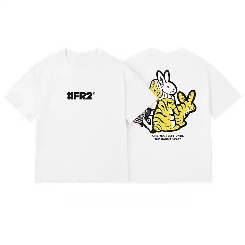 

# FR2 Crazy Plum Shop Limited Пара с принтом Мужская и женская летняя свободная футболка из чистого хлопка Американская футболка с короткими рукавами