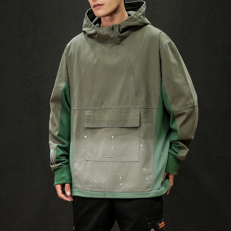 

Autumn Hip Hop Hooded Patchwork Mens Jacket Coat Male Hoodies Coats Nice Men Black Couple Streetwear Hoody Bomber Jacket S-5XL