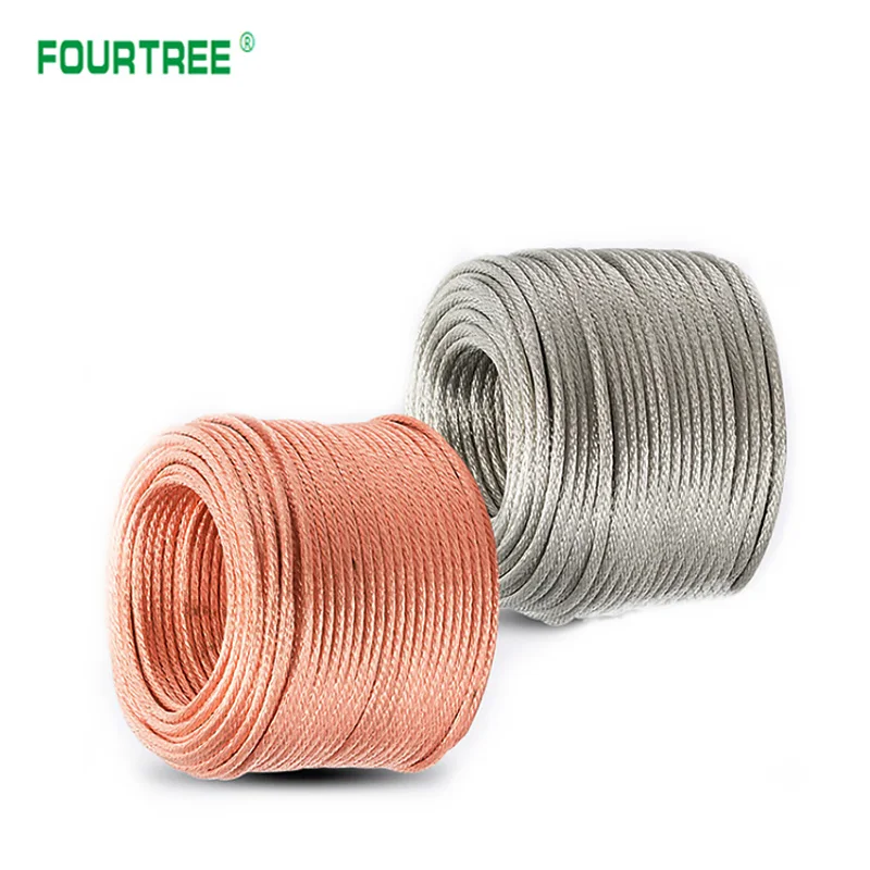 10Meters Bare Pure Copper Tinned Copper Wire Round Stranded Braid Wire Tape Conductive Copper Rope Soft Connection Grounding