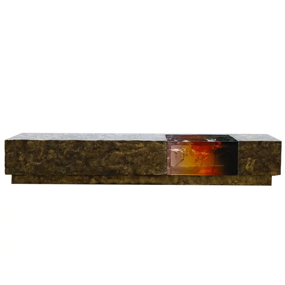 *LED Lighted Transparent Resin Bench Embedded Texture Clear Resin Stool for Luxury Hotel Lobby Decor