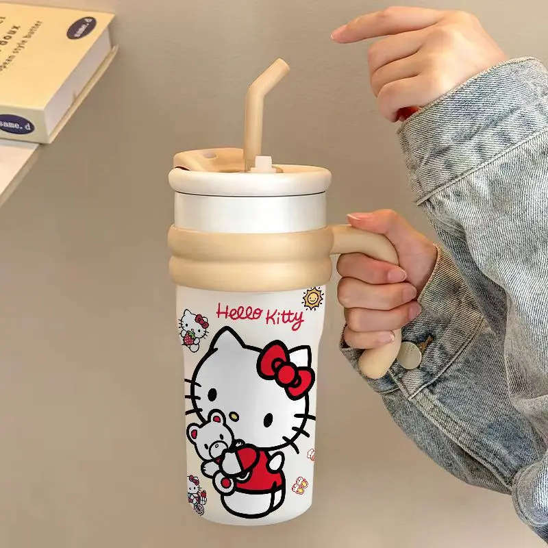 

Sanrio Hello Kitty Vacuum Cup Coffee Cup Anime Cute Children Girl Outdoors Water Cup Portable Cartoon Pattern Insulated Mug